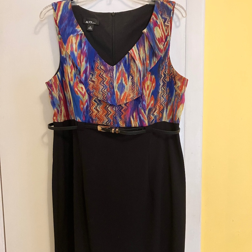 ALYX 14 V neck ruffle belted cocktail dress